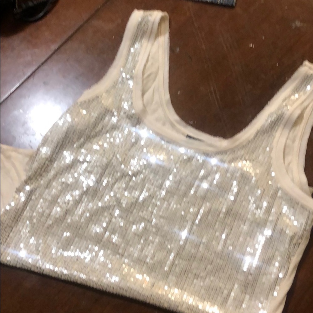 WHBM sparkles cream tank